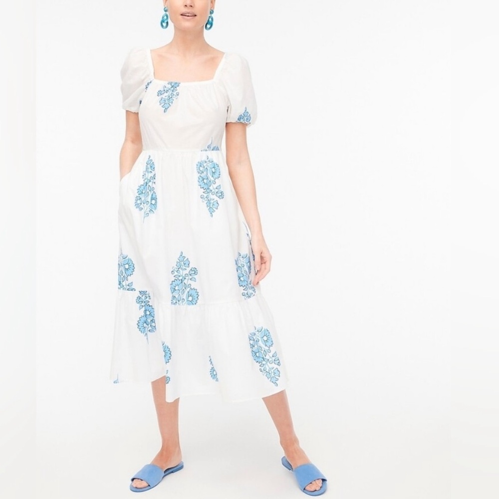 J. CREW Square Neck Off The Shoulder Tiered Dress
